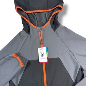 Spyder OMSP175 Men's Full Zip Soft Shell Jacket Polar Size Small Orange‎ Grey